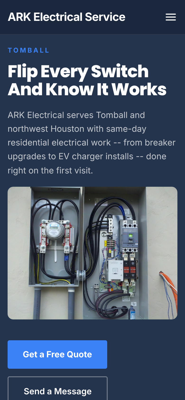 ARK Electrical Service mobile website preview